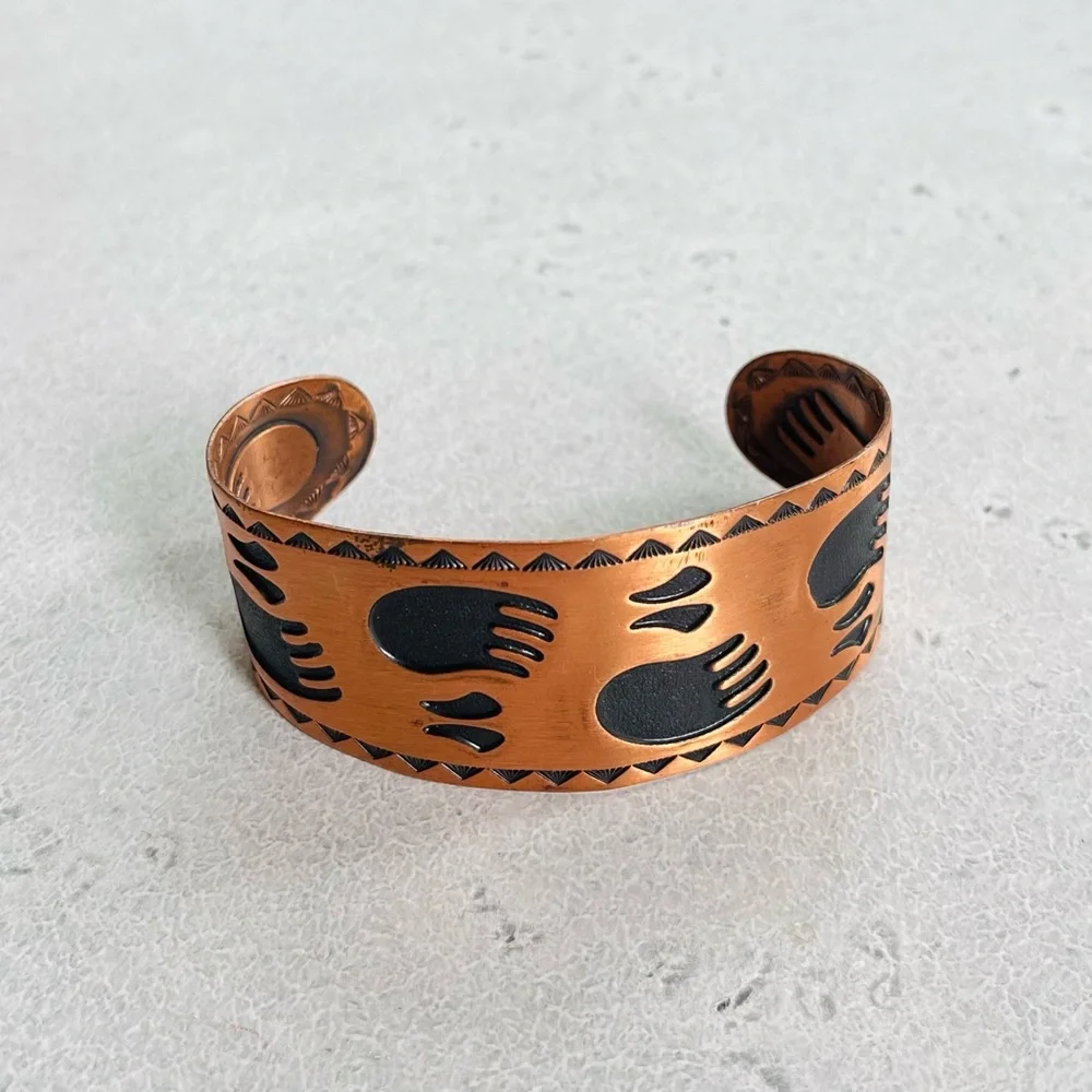 Bell Trading Post Copper Stamped Bear Paws Cuff Bracelet